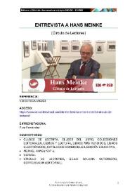 Transcripción de la "Entrevista a Hans Meinke" | Biblioteca Virtual Miguel de Cervantes