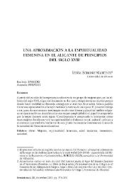 Una aproximación a la espiritualidad femenina en el Alicante de principios del siglo XVII / Berta Echániz Martínez | Biblioteca Virtual Miguel de Cervantes