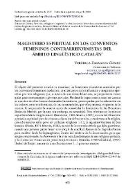 Magisterio espiritual en los conventos femeninos contrarreformistas del ámbito lingüístico catalán / Verònica Zaragoza Gómez | Biblioteca Virtual Miguel de Cervantes