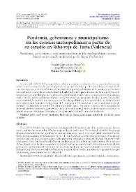 Pandemia, gobernanza y municipalismo en las coronas metropolitanas a partir de su estudio en Riba-roja de Túria (València) / Sandra Mayordomo Maya, Jorge Hermosilla Pla, Mónica Fernández Villarejo | Biblioteca Virtual Miguel de Cervantes