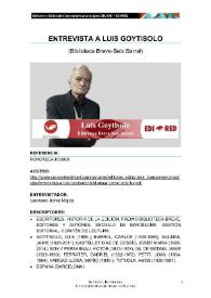 Entrevista a Luis Goytisolo (Biblioteca Breve-Seix Barral) | Biblioteca Virtual Miguel de Cervantes