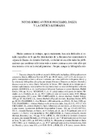 Notas sobre Antonio Machado, Baeza y la crítica literaria  / Manuel Cáceres Sánchez | Biblioteca Virtual Miguel de Cervantes