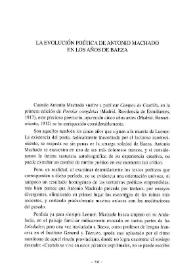 La evolución poética de Antonio Machado en los años de Baeza / Giovanni Caravaggi | Biblioteca Virtual Miguel de Cervantes