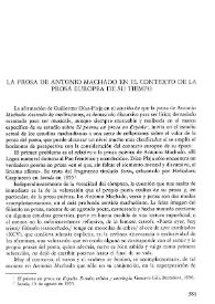 La prosa de Antonio Machado en el contexto de la prosa europea de su tiempo / Juan Paredes Núñez  | Biblioteca Virtual Miguel de Cervantes