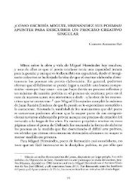 ¿Cómo escribía Miguel Hernández sus poemas? Apuntes para descubrir un proceso creativo singular  / Carmen Alemany Bay | Biblioteca Virtual Miguel de Cervantes