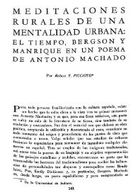 Meditaciones rurales de una mentalidad urbana: el tiempo, Bergson y Manrique en un poema de Antonio Machado / Por Robert S. Piccioto | Biblioteca Virtual Miguel de Cervantes