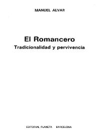 El romancero : tradicionalidad y pervivencia / Manuel Alvar | Biblioteca Virtual Miguel de Cervantes