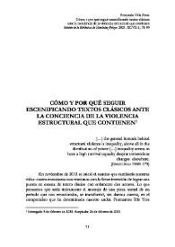 Cómo y por qué seguir escenificando textos clásicos ante la conciencia de la violencia estructural que contienen  / Fernando Villa Proal | Biblioteca Virtual Miguel de Cervantes