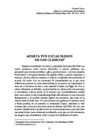 Aparta tus sucias manos de los clásicos  / Eduardo Vasco San Miguel  | Biblioteca Virtual Miguel de Cervantes