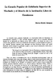 La Escuela Popular de Sabiduría Superior de Machado y el Ideario de la Institución Libre de Enseñanza  / Marisa Sotelo Vázquez | Biblioteca Virtual Miguel de Cervantes