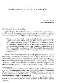 La situación del español en Nuevo México / Manuel Alvar | Biblioteca Virtual Miguel de Cervantes