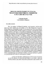 Miguel Hernández en Italia: trascurso histórico, presente y futuro de una voz / Gabriele Morelli | Biblioteca Virtual Miguel de Cervantes