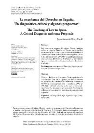 La enseñanza del Derecho en España. Un diagnóstico crítico y algunas propuestas / Juan Antonio Pérez LLedó | Biblioteca Virtual Miguel de Cervantes