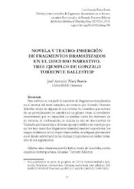 Novela y teatro: inserción de fragmentos dramatizados en el discurso narrativo. Tres ejemplos de Gonzalo Torrente Ballester  / José Antonio Perez Bowie  | Biblioteca Virtual Miguel de Cervantes