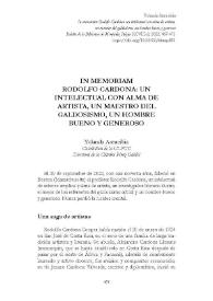 In memoriam. Rodolfo Cardona: un intelectual con alma de artista, un maestro del galdosismo, un hombre bueno y generoso [necrológica] / Yolanda Arencibia | Biblioteca Virtual Miguel de Cervantes