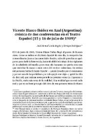 Vicente Blasco Ibáñez en Azul (Argentina): crónica de dos conferencias en el Teatro Español (15 y 16 de julio de 1909)  / José Manuel Lucía Megías y Enrique Rodríguez  | Biblioteca Virtual Miguel de Cervantes