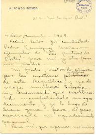 Carta de Alfonso Reyes a Jose Enrique Rodó. México, noviembre de 1909 | Biblioteca Virtual Miguel de Cervantes