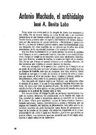 Antonio Machado, antihidalgo / José A. Benito Lobo | Biblioteca Virtual Miguel de Cervantes