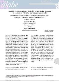 Análisis de una propuesta didáctica para trabajar la poesía en un aula de Primaria: leer a Leopoldo de Luis
 / Sergio Arlandis y Josep M. Rodríguez | Biblioteca Virtual Miguel de Cervantes