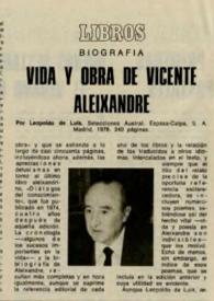 Vida y obra de Vicente Aleixandre
 / J. L. G | Biblioteca Virtual Miguel de Cervantes