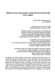 Proyecto literario y oficio de escritor en Larra / Joaquín Álvarez Barrientos | Biblioteca Virtual Miguel de Cervantes