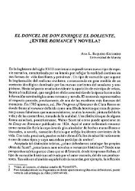 "El doncel de Don Enrique el Doliente", ¿entre romance y novela? / Ana L. Baquero Escudero | Biblioteca Virtual Miguel de Cervantes