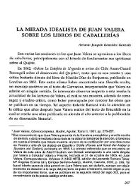 La mirada idealista de Juan Valera sobre los libros de caballerías / Antonio Joaquín González Gonzalo | Biblioteca Virtual Miguel de Cervantes