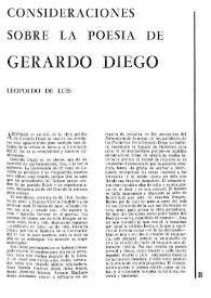 Consideraciones sobre la poesía de Gerardo Diego / Leopoldo de Luis | Biblioteca Virtual Miguel de Cervantes