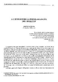 A l'entorn de la poesia bilingüe del segle XV  / José Carlos Rovira | Biblioteca Virtual Miguel de Cervantes