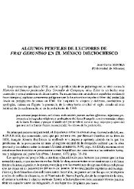 Algunos perfiles de lectores de Fray Gerundio en el México dieciochesco  / José Carlos Rovira | Biblioteca Virtual Miguel de Cervantes