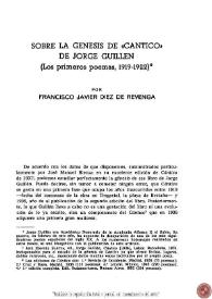 Sobre la génesis de "Cántico" de Jorge Guillén (Los primeros poemas, 1919-1922) / por Francisco Javier Díez de Revenga | Biblioteca Virtual Miguel de Cervantes